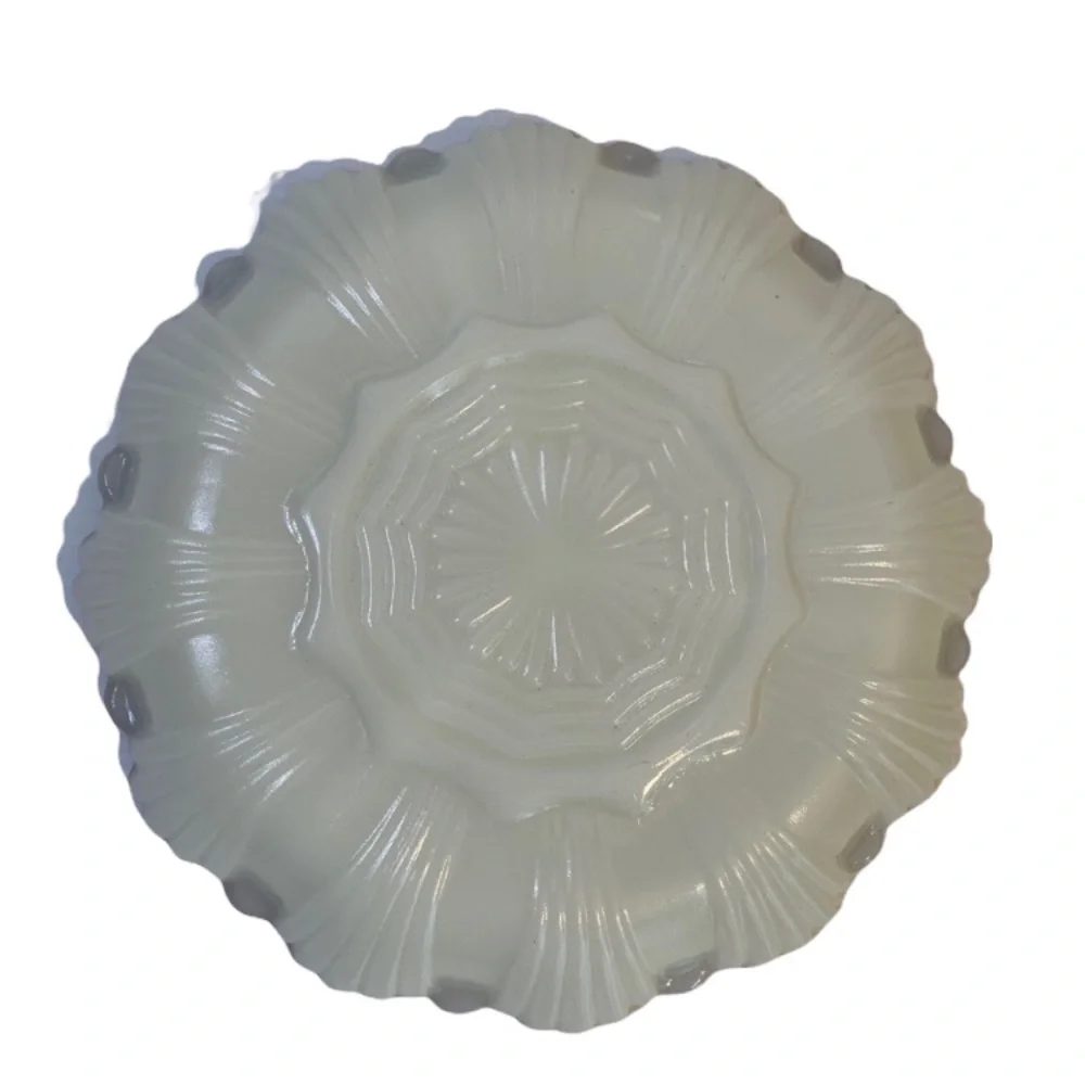 Vintage Antique Divided Serving Dish Holiday Depression Milk Glass White Gold